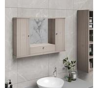 Linea Azzurra Mobile Bagno Pensile Sospeso 90 in Legno con Specchio, Cassetto e 2 Ante a Ribalta Armadietto 61x93x14 cm Moderna ed Elegante Made in Italy