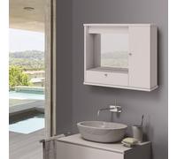 Linea Azzurra Mobile Bagno Pensile Sospeso Bagno 90 cm Legno con Specchio, Cassetto e 1 Anta a Ribalta Armadietto Bagno 61x73x14 cm Moderno Elegante Made in Italy