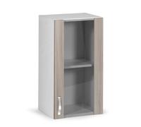 Linea Azzurra Pensile Cucina Sospeso 40 un'Anta con Vetrina 2 Ripiani Mobile in Legno Made in Italy H72xL40xP32 cm Facile da Montare (Olmo)