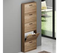 Armadio scarpiera 5 ante a ribalta 180 cm Scarpiere slim legno noce naturale