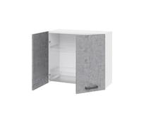 Linea Azzurra Scolapiatti Pensile Cucina Sospeso con 2 Ante e 2 Ripiani Mobile in Legno Made in Italy H72xL80xP32 cm Facile da Montare (Cemento)
