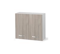 Linea Azzurra Scolapiatti Pensile Cucina Sospeso con 2 Ante e 2 Ripiani Mobile in Legno Made in Italy H72xL80xP32 cm Facile da Montare (Olmo)