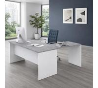 Linea Azzurra Scrivania Ufficio Cemento Made in Italy Tavolo da Lavoro 160 con Prolunga 80 per Ufficio e Soggiorno EleganteL 80 x H 74 x P 60 Facile da Montare