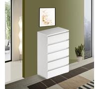 Linea Azzurra Settimino 75 Cassettiera in Legno Nobilitato Melaminico con 5 Cassetti con Guide Metalliche 127x75x40cm Made in Italy per Camera da Letto, Soggiorno, Ingresso, Ufficio, Bagno