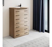 Linea Azzurra Settimino Maxi Cassettiera Camera da Letto in Legno Nobilitato Melaminico 7 Cassetti rinforzati Guide Metalliche 127x76x41cm Made in Italy