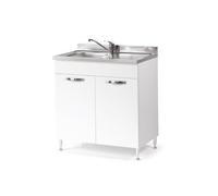 Mobile Mobiletto Sottolavello Per Cucina Componibile Bianco Frassinato 85x50x80