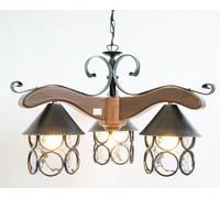 LINEA BAITA CRUCCOLINI LAMPADARIO in legno ferro e vetro soffiato 3 lucI
