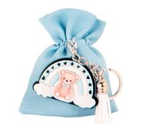 Linea Baleno 2025 Bomboniera Nascita con Orsetti Segnaposto Idea Regalo (Celeste, 12 pz bag sacchetto con portachiave orso)