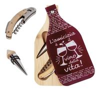 Linea bordeaux Set 2pz cavatappi e tappo bottle 9x20 cm accessori vino in legno