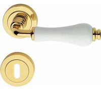 Linea Calì Maniglia Porta con Bocchetta tonda finitura in ottone e Ceramica - Serie Dalia