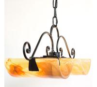 LINEA COPPI CRUCCOLINI LAMPADARIO 65 ferro battuto e vetro marmorizzato 2 lucI