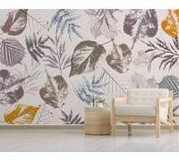 Linea D'Arte Astratta Vintage Di Una Pianta Di Foglie Di Banano 3D Carta Da Parati Facile Installare Mobili Sfondi Ufficio Divano Camera Letto Sfondo Decorazione Murale-430cm×300cm