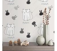 Linea D'Arte Minimalista Gatto Coniglio 3D Carta Da Parati Facile Installare Mobili Sfondi Ufficio Divano Camera Letto Sfondo Decorazione Murale-430cm×300cm