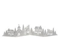 Linea decorativa per casa in metallo, pieghevole, 77 x 17 cm, grigio, sagoma della città di Natale, decorazione da tavolo, decorazione natalizia per Natale, città di Natale, skyline