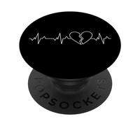 Linea di impulso dell'ECG del battito cardiaco del cuore spezzato del cuore spezzato PopSockets PopGrip Adesivo