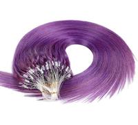 Linea di pesca Estensione Purple Micro Loop Ring Hum Extensions Aini per micro -anello Micro Loop Indi Remy Hum Hair Extensions, 22 pollici (55 cm)