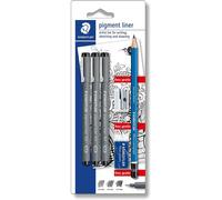 STAEDTLER Pigment Liner 308 Fineliner - nero, set 3, 0,3-0,7 mm