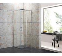 Linea Doccia - Box Doccia Cristallo | Vetro Trasparente Temperato 4mm | Apertura Scorrevole | Telaio Alluminio Cromato | Sistema Sgancio Rapido | Reversibile | Chiusura calamitata | 75x75 x H185 cm