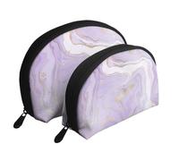 Linea dorata in marmo viola lavanda, Borsa per trucco a conchiglia Portamonete da donna Borsa da toilette piccola Borsa per cosmetici 2 pezzi