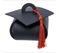 Linea Due Tocco Laurea Similpelle Nero 9x9x6 cm - Cappello Laurea Decorativo per Bomboniere e Confetti Cf 12 Pz