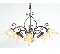 LINEA EMOZIONI CRUCCOLINI LAMPADARIO in ferro battuto e vetro soffiato 6 luci