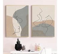 Linea geometrica astratta Pittura su tela Figura Minimalista Wall Art Poster e stampe Immagini Nordic per soggiorno Home Decor Senza cornice-50X70cmx2