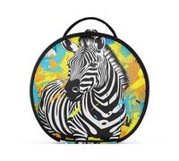 Linea Grafica Zebra Art Trucco Astuccio da Toilette Borse Rotondo Toeletta Scatola Cosmetica Borsa Creativo con Divisori Regolabili per Donna