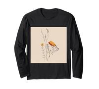 Linea nera su sfondo beige || Hawaiin Fiori selvatici Maglia a Manica