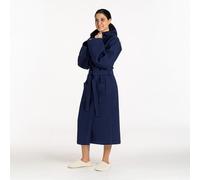 Linea Oro Accappatoio Unisex Uomo/Donna Modello in Nido d'Ape - Cappuccio e Elastico in Vita - 100% Cotone - Blu Notte - Super Assorenza, Antiumidità - Tg. L