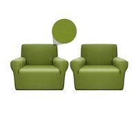 Linea oro Coppia Copripoltrona elasticizzato - Verde - 1 Posto - adattabile ad ogni tipo di poltrona - salvapoltrona gatto cane - lavabile - copri proteggi