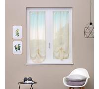 Linea oro Coppia Tendine, Tenda a Vetro, Tendina a Vetro Estella Merletto Panna cm 60x150
