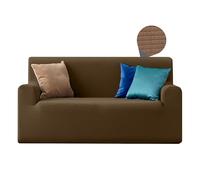 Linea oro Copridivano Elasticizzato - Cube - Marrone - 3 Posti - Adattabile ad Ogni Tipo di Divano - salvadivano Gatto Cane - Lavabile