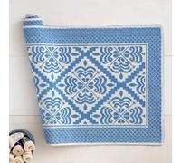 Linea oro Tappeto Sardo in Puro Cotone Giglio Azzurro cm 50X80
