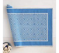 Linea oro Tappeto Sardo in Puro Cotone Labirint Azzurro cm 50x80