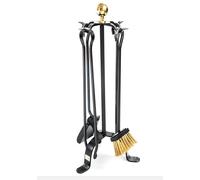LINEA TAG CRUCCOLINI SET CAMINO in ferro battuto e ottone lucido con trespolo