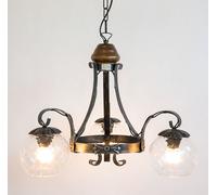 LINEA TAVERN CRUCCOLINI LAMPADARIO in ferro battuto e vetro soffiato 3 luci