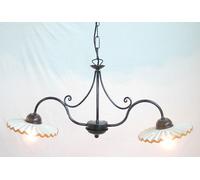 LINEA VULCANO CRUCCOLINI LAMPADARIO in ferro battuto e ceramica 2 luci