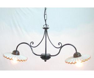 LINEA VULCANO CRUCCOLINI LAMPADARIO in ferro battuto e ceramica 2 luci