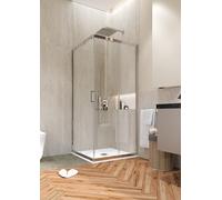 LineaDoccia Box Doccia Angolare Apertura Scorrevole Rettangolare o Quadrato Vetro 6 MM Trasparente o Opaco Profili in Alluminio Cabina Doccia (TRASPARENTE, 70X90)