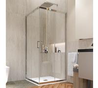 LineaDoccia Box Doccia Angolare Apertura Scorrevole Rettangolare o Quadrato Vetro 6 MM Trasparente o Opaco Profili in Alluminio Cabina Doccia (VETRO TRASPARENTE, 80X90)