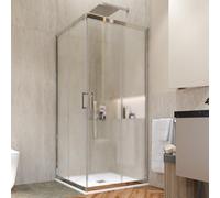 LineaDoccia Box Doccia Angolare Apertura Scorrevole Rettangolare o Quadrato Vetro 6 MM Trasparente o Opaco Profili in Alluminio Cabina Doccia (VETRO OPACO, 80X80)