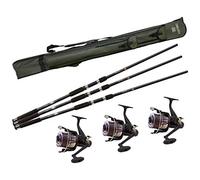Lineaeffe - Top Carp Full Carpfishing Combo 3 - Set Completo - Pronto all'Uso - Per il Carpfishing - Con 3 Canne - Con 3 Mulinelli Imbobinati e Fodero in Cordura