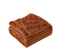 Linecooo Coperta in pile arancione bruciato, 274 x 228 cm, per divano, letto, super morbida e accogliente, coperta in flanella di microfibra con design a righe, leggera, per adulti, donne, ragazze