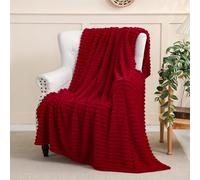 Linecooo Coperta in pile rosso, 127 x 152 cm, per divano, letto, super morbida, accogliente, in flanella di microfibra, con design a righe, leggera, per adulti, donne, ragazze