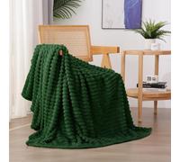 Linecooo Coperta in pile verde, 127 x 152 cm, per divano, letto, super morbida, accogliente, in flanella di microfibra, con design a righe, leggera, per adulti, donne e ragazze