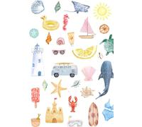 Lined Journal Notebook for Women, 150 pages, Notebook for Work or Note Taking, Journals for Writing, 6" x 9" - Beach Summer