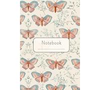 Lined Journal Notebook - Pink and Blue Butterfly journal cover, 6x9 Softcover, 121 lined Pages, Matte finish: great for Journaling, Note-Taking, Sketching, self-reminders