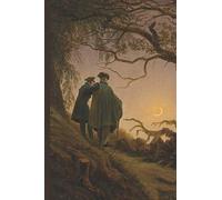 Lined Journal: Two Men Contemplating the Moon: Ruled, Numbered 120 pg 6x9 Notebook