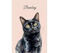 Lined Notebook 6x9: Black Bombay Cat Notebook for Studying, Work, Note Taking | Cute Watercolor Cat Portrait Journal for School, College, University | Feline Lover Gift for Women, Men, Teens