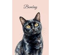 Lined Notebook 6x9: Black Bombay Cat Notebook for Studying, Work, Note Taking | Cute Watercolor Cat Portrait Journal for School, College, University | Feline Lover Gift for Women, Men, Teens
